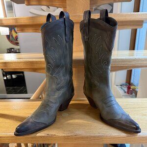 Buttero Boots - distressed  -  brown leather tips and trim - Gorgeous